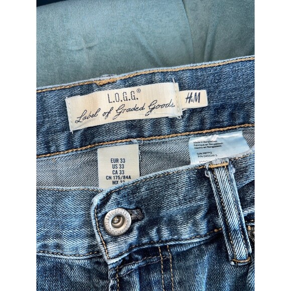 H&M L.O.G.G. Mens Jeans Size 33 Medium Wash Blue Straight Leg Stretch Classic - Picture 3 of 8